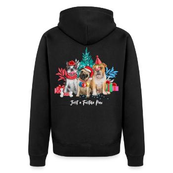 Nur eine feste Pfote, Hund Weihnachten - Unisex Premium Bio Zip Hoodie - Schwarz - Hinten - Nico (187cm)