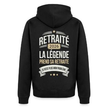 The Legend Retires Humorous Gift - Unisex Premium Organic Zip Hoodie - black - Back - Nico (187cm)