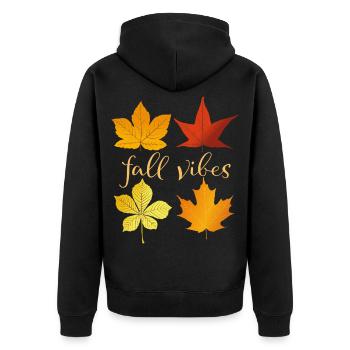 Fall Vibes - Unisex Premium Organic Zip Hoodie - black - Back - Nico (187cm)