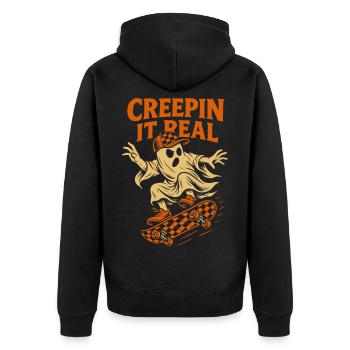 Creepin It Real Halloween Ghost Skateboard - Veste à capuche bio Premium Unisexe - noir - Dos - Nico (187cm)