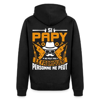 Wenn Opa es nicht schafft, kann es keiner - Unisex Premium Bio Zip Hoodie - Schwarz - Hinten - Nico (187cm)