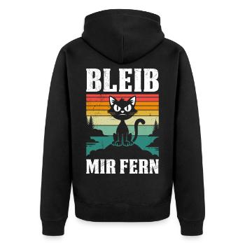Mallorca BLEIB MIR FERN Anti Flirt Lustiges - Unisex Premium Bio Zip Hoodie - Schwarz - Hinten - Nico (187cm)
