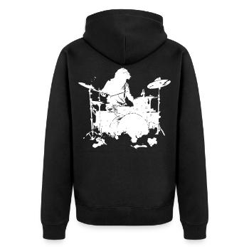 Drummer Sketch - Unisex Premium Organic Zip Hoodie - black - Back - Nico (187cm)