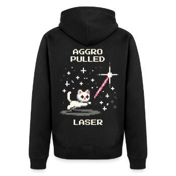 Aggro dessiné : Laser | L’instinct du chat - Veste à capuche bio Premium Unisexe - noir - Dos - Nico (187cm)