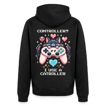 Catroller au lieu d’une manette | Chats Gamer Blague - Veste à capuche bio Premium Unisexe - noir - Dos - Nico (187cm)