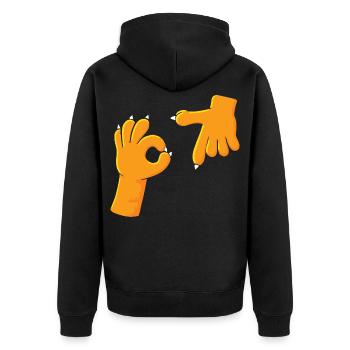 Lustige Sechs Sieben Meme Gen Alpha Slang 67 Katze - Unisex Premium Bio Zip Hoodie - Schwarz - Hinten - Nico (187cm)