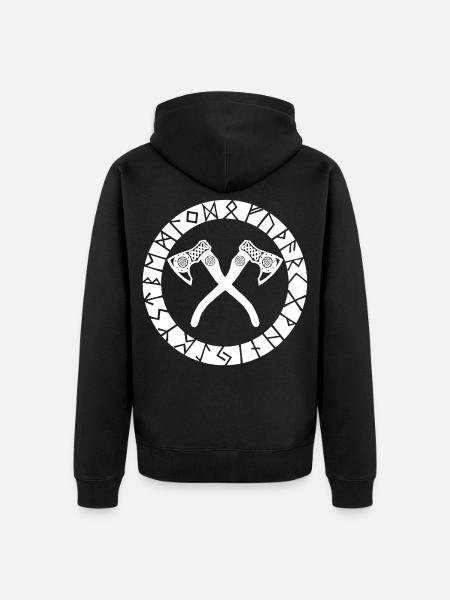 Nordic Cross Axes (White) - Unisex Premium Organic Zip Hoodie - black