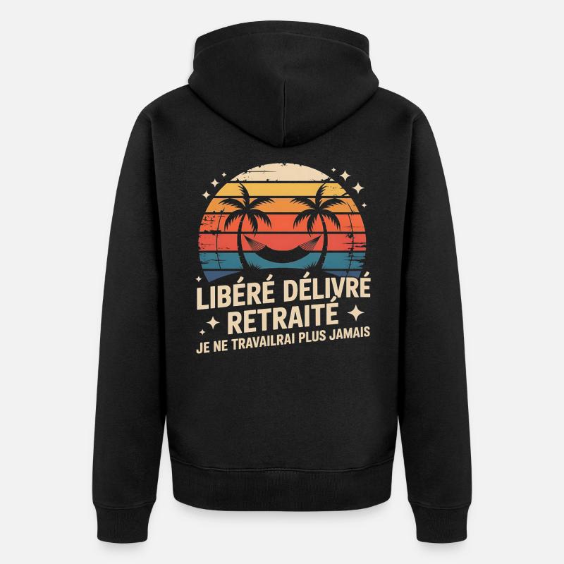 Retraité Libre Palm Sunset - Veste à capuche bio Premium Unisexe - noir