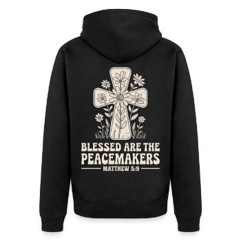  Gesegnet Sind Die Friedensstifter Matthäus 5:9 - Unisex Premium Organic Zip Hoodie - black - Back - Nico (187cm)