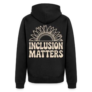 Inclusion Matters Sunflower Design for Diversity - Unisex Premium Organic Zip Hoodie - black - Back - Nico (187cm)