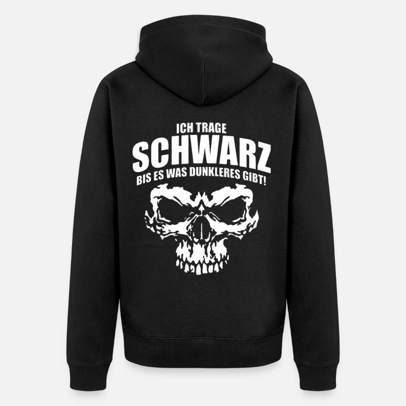 Schwarz Bis Dunkleres Schädel  - Unisex Premium Bio Zip Hoodie - Schwarz
