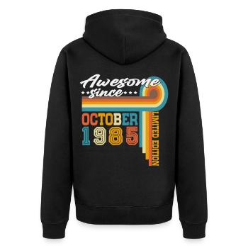 Millésime Octobre 1985 Vintage Rétro Anniversaire - Veste à capuche bio Premium Unisexe - noir - Dos - Nico (187cm)