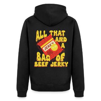Beef Jerky Dried Meat Biltong Pemmican - Unisex Premium Organic Zip Hoodie - black - Back - Nico (187cm)