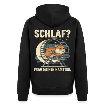 Dormir ? Demande à mon hamster - Veste à capuche bio Premium Unisexe - noir - Dos - Nico (187cm)