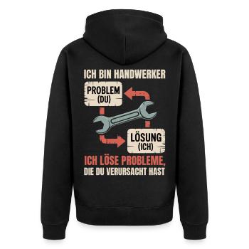 Je suis un artisan : solution au lieu de problème - Veste à capuche bio Premium Unisexe - noir - Dos - Nico (187cm)