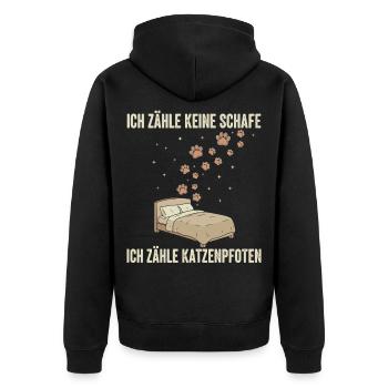 Ich zähle Katzenpfoten Bettdekor - Unisex Premium Bio Zip Hoodie - Schwarz - Hinten - Nico (187cm)