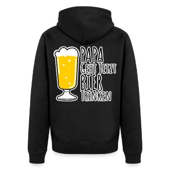 Papa geht jetzt Bier trinken! Bin dann mal weg! - Unisex Premium Bio Zip Hoodie - Schwarz - Hinten - Nico (187cm)