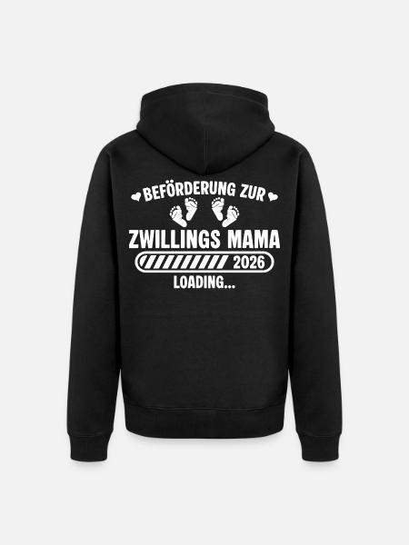 Promotion to Twin Mom 2026 loading - Unisex Premium Organic Zip Hoodie - black
