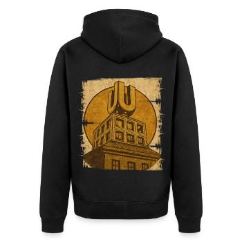 Dortmund U - Unisex Premium Bio Zip Hoodie - Schwarz - Hinten - Nico (187cm)