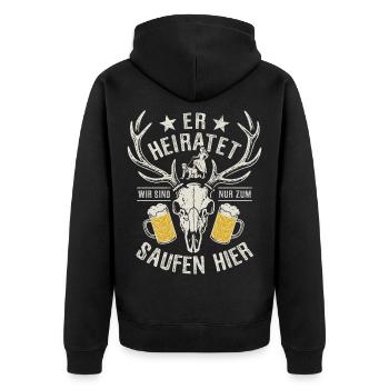 He's getting married - JGA Team Bräutigam - Unisex Premium Organic Zip Hoodie - black - Back - Nico (187cm)