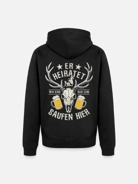 He's getting married - JGA Team Bräutigam - Unisex Premium Organic Zip Hoodie - black