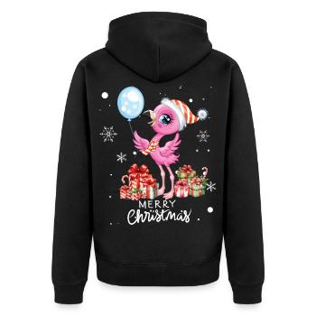 Flamingo à Noël. Cadeau de Noël - Veste à capuche bio Premium Unisexe - noir - Dos - Nico (187cm)