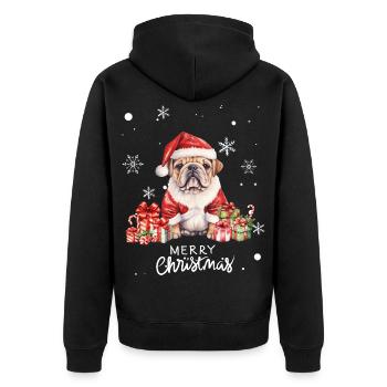 Hunde-Weihnachten - Unisex Premium Bio Zip Hoodie - Schwarz - Hinten - Nico (187cm)