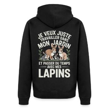 Je veux juste travailler dans mon jardin et passer - Veste à capuche bio Premium Unisexe - noir - Dos - Nico (187cm)