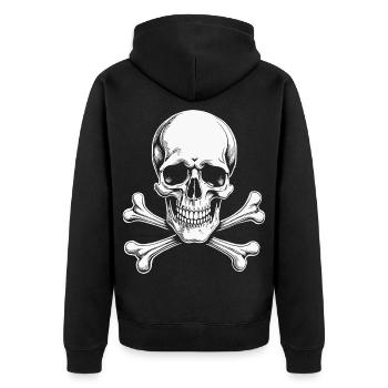 Classic Jolly Roger Skull - Unisex Premium Organic Zip Hoodie - black - Back - Nico (187cm)