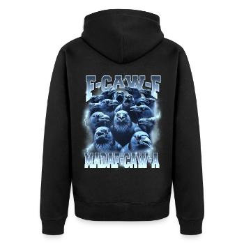 Raven Storm F-Caw-A - Unisex Premium Organic Zip Hoodie - black - Back - Nico (187cm)