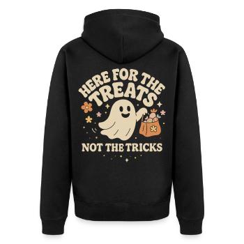 Ici, pour les friandises, pas pour les tours Ghost Design - Veste à capuche bio Premium Unisexe - noir - Dos - Nico (187cm)