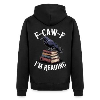 Raven on Books – Reading Happiness - Unisex Premium Organic Zip Hoodie - black - Back - Nico (187cm)