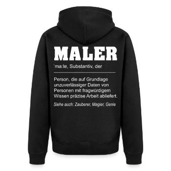 Lustige Definition Maler Beruf - Unisex Premium Bio Zip Hoodie - Schwarz - Hinten - Nico (187cm)