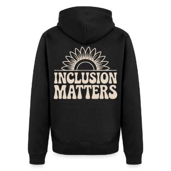 Inclusion counts Sun design with flower - Unisex Premium Organic Zip Hoodie - black - Back - Nico (187cm)