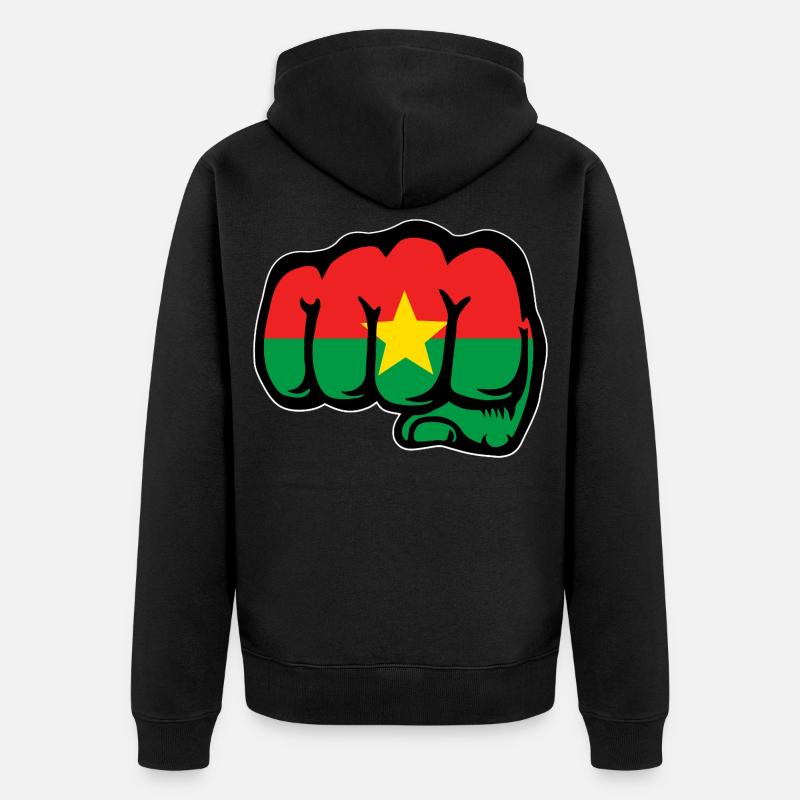 Drapeau du Burkina Faso Poing - Veste à capuche bio Premium Unisexe - noir