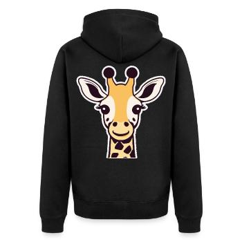 Niedliche Giraffe (Kopf) - Unisex Premium Bio Zip Hoodie - Schwarz - Hinten - Nico (187cm)
