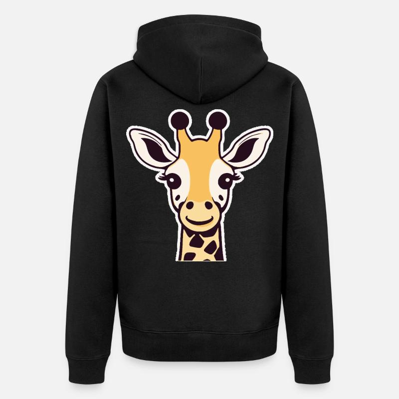 Girafe mignonne (tête) - Veste à capuche bio Premium Unisexe - noir