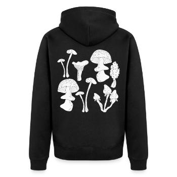 Pilze Sammeln Herbst - Unisex Premium Bio Zip Hoodie - Schwarz - Hinten - Nico (187cm)