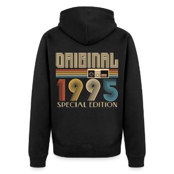 30. Geburtstag 30 Jahre Original 1995 - Unisex Premium Bio Zip Hoodie - Schwarz - Hinten - Nico (187cm)