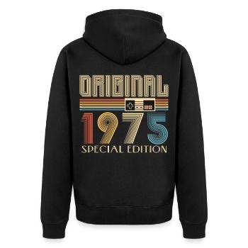 50e anniversaire 50 ans original 1975 - Veste à capuche bio Premium Unisexe - noir - Dos - Nico (187cm)