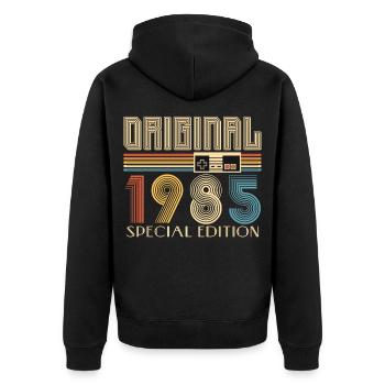 40e anniversaire 40 ans Original 1985 - Veste à capuche bio Premium Unisexe - noir - Dos - Nico (187cm)