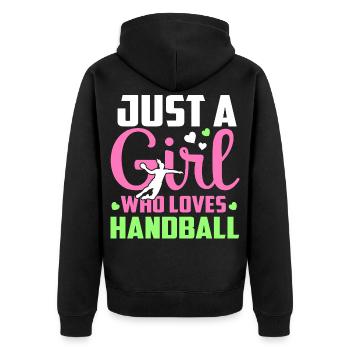 Juste une fille qui aime le handball - Veste à capuche bio Premium Unisexe - noir - Dos - Nico (187cm)