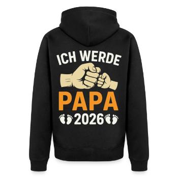 Future papa JE SERAI PAPA 2026 Drôle - Veste à capuche bio Premium Unisexe - noir - Dos - Nico (187cm)