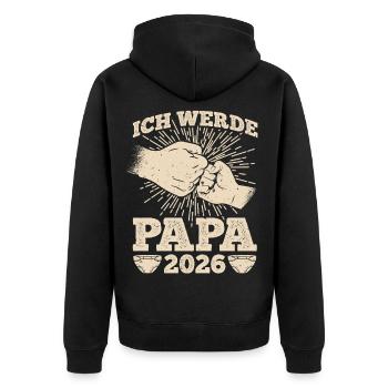 Future papa JE SERAI PAPA 2026 Drôle - Veste à capuche bio Premium Unisexe - noir - Dos - Nico (187cm)