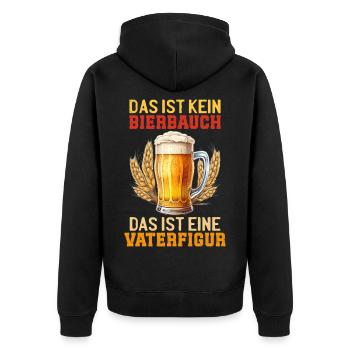 Vatertag DAS IST KEIN BIERBAUCH DAS IST VATERFIGUR - Unisex Premium Bio Zip Hoodie - Schwarz - Hinten - Nico (187cm)