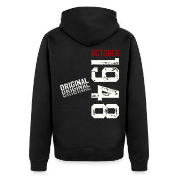77th Birthday Original October 1948 - Unisex Premium Organic Zip Hoodie - black - Back - Nico (187cm)