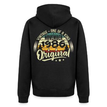 Vintage November 1986 Original November 1986 - Unisex Premium Organic Zip Hoodie - black - Back - Nico (187cm)