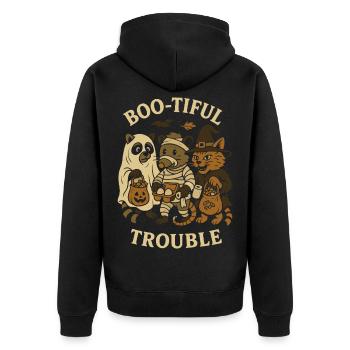 Boo-Tiful Trouble Halloween Costume Fun - Unisex Premium Organic Zip Hoodie - black - Back - Nico (187cm)