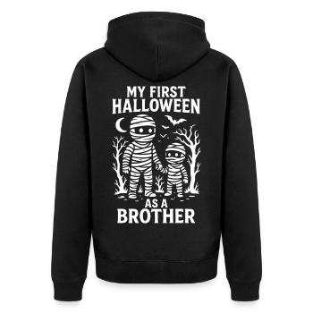 Mein erstes Halloween als Bruder Mumie Kostüm - Unisex Premium Bio Zip Hoodie - Schwarz - Hinten - Nico (187cm)