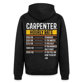 Charpentier Taux horaire Ouvrier Charpenterie Travail du bois - Veste à capuche bio Premium Unisexe - noir - Dos - Nico (187cm)